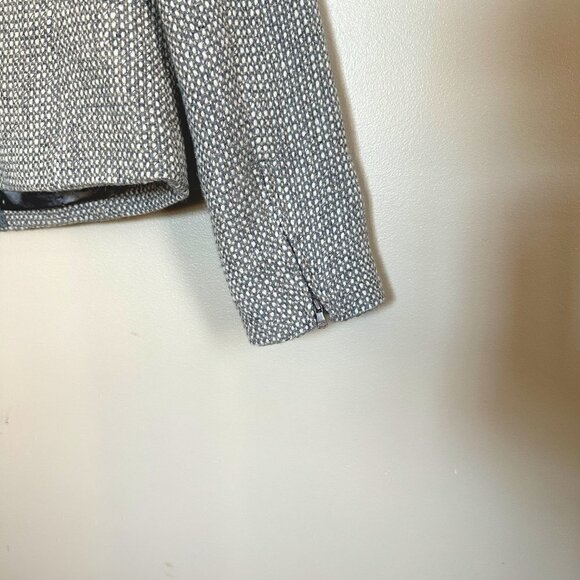 Talbots Cropped Tweed Julienne Metallic Wool Moto Jacket Grey Silver size 8 - Picture 7 of 11